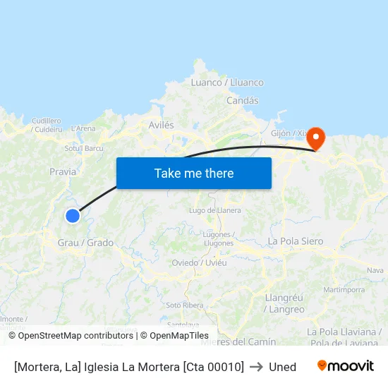 [Mortera, La]  Iglesia La Mortera [Cta 00010] to Uned map