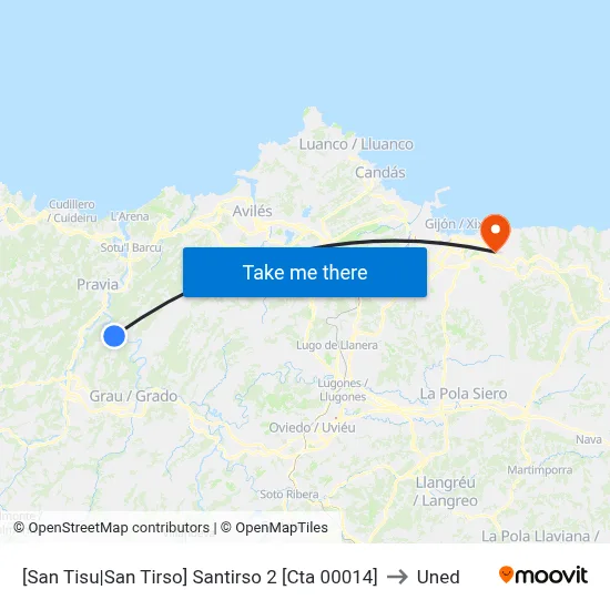 [San Tisu|San Tirso]  Santirso 2 [Cta 00014] to Uned map