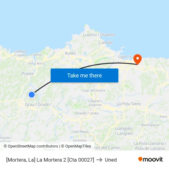 [Mortera, La]  La Mortera 2 [Cta 00027] to Uned map