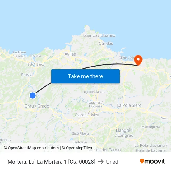 [Mortera, La]  La Mortera 1 [Cta 00028] to Uned map