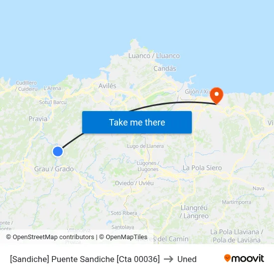 [Sandiche]  Puente Sandiche [Cta 00036] to Uned map