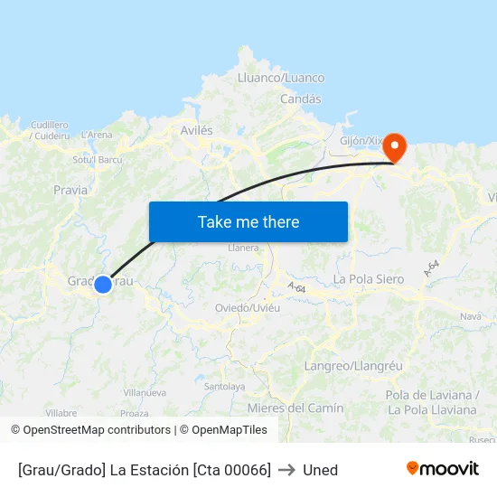 [Grau/Grado]  La Estación [Cta 00066] to Uned map