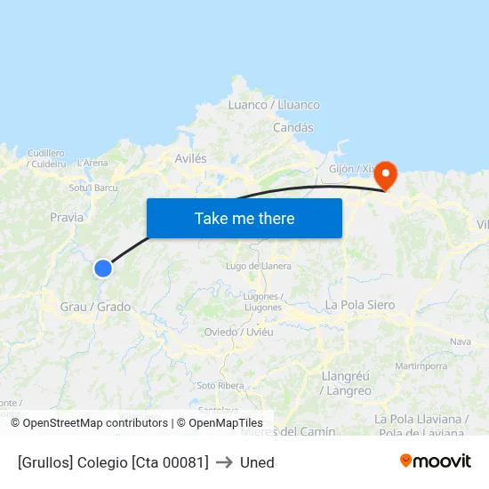 [Grullos]  Colegio [Cta 00081] to Uned map