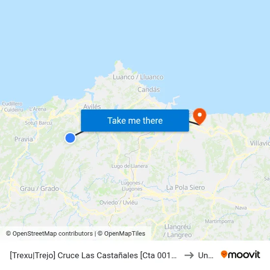 [Trexu|Trejo]  Cruce Las Castañales [Cta 00109] to Uned map