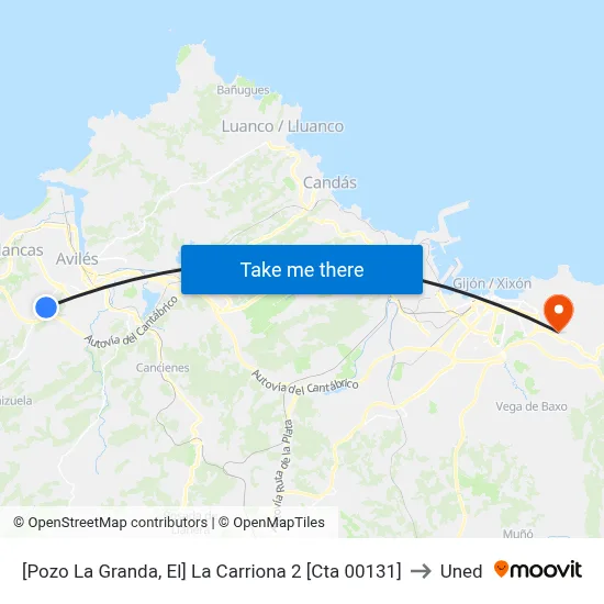 [Pozo La Granda, El]  La Carriona 2 [Cta 00131] to Uned map