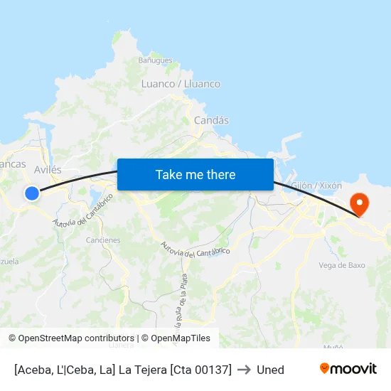 [Aceba, L'|Ceba, La]  La Tejera [Cta 00137] to Uned map
