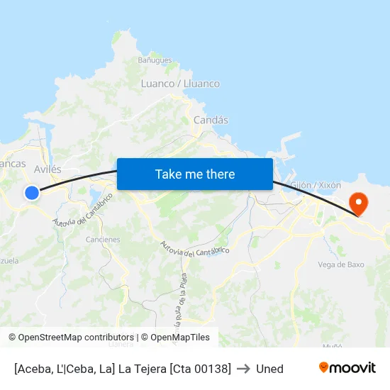 [Aceba, L'|Ceba, La]  La Tejera [Cta 00138] to Uned map