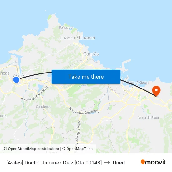 [Avilés]  Doctor Jiménez Díaz [Cta 00148] to Uned map