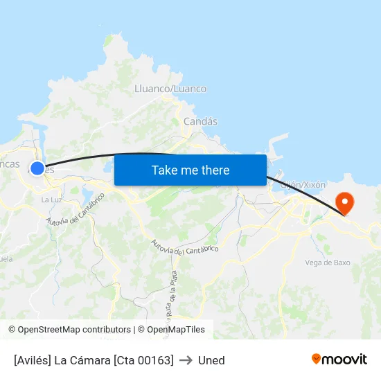 [Avilés]  La Cámara [Cta 00163] to Uned map