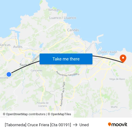 [Taborneda]  Cruce Friera [Cta 00191] to Uned map