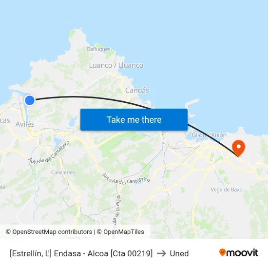 [Estrellín, L']  Endasa - Alcoa [Cta 00219] to Uned map