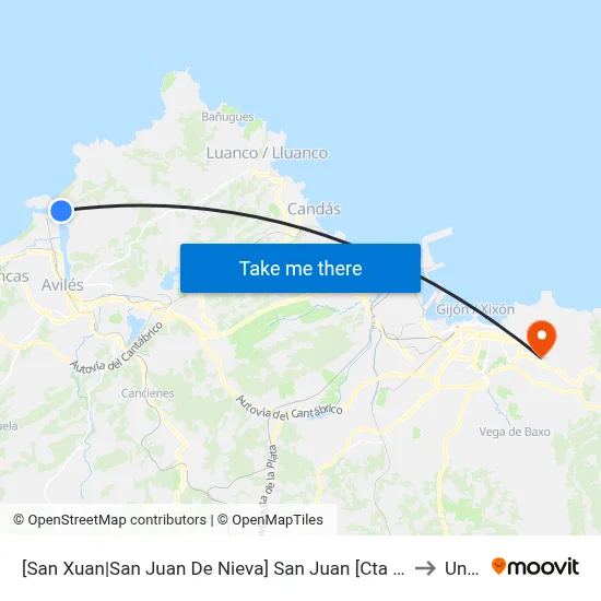 [San Xuan|San Juan De Nieva]  San Juan [Cta 00226] to Uned map