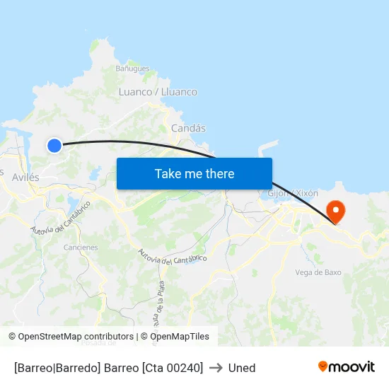 [Barreo|Barredo]  Barreo [Cta 00240] to Uned map