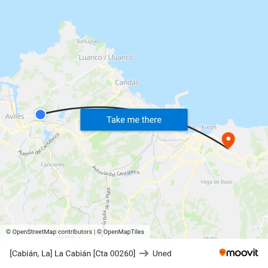 [Cabián, La]  La Cabián [Cta 00260] to Uned map