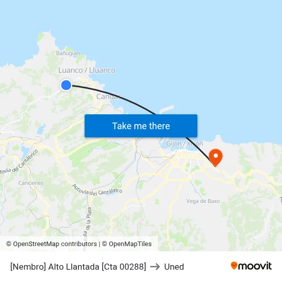 [Nembro]  Alto Llantada [Cta 00288] to Uned map
