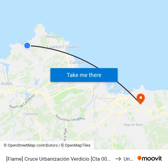 [Fiame]  Cruce Urbanización Verdicio [Cta 00315] to Uned map