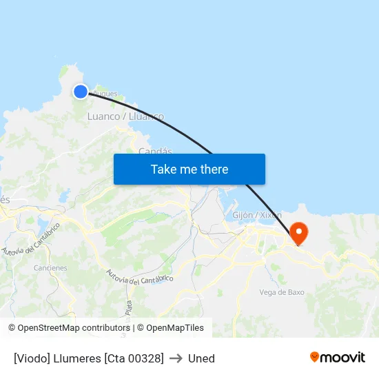 [Viodo]  Llumeres [Cta 00328] to Uned map