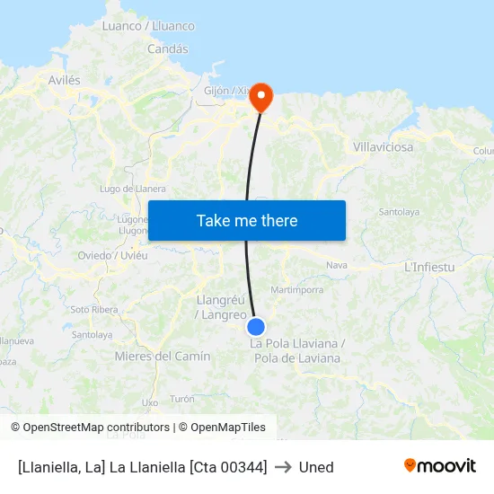 [Llaniella, La]  La Llaniella [Cta 00344] to Uned map