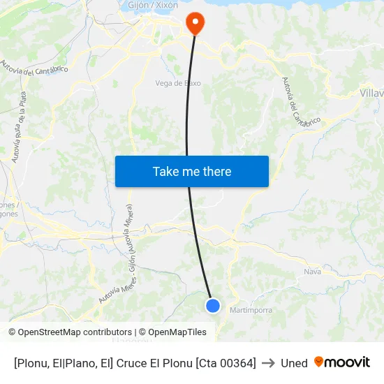 [Plonu, El|Plano, El]  Cruce El Plonu [Cta 00364] to Uned map