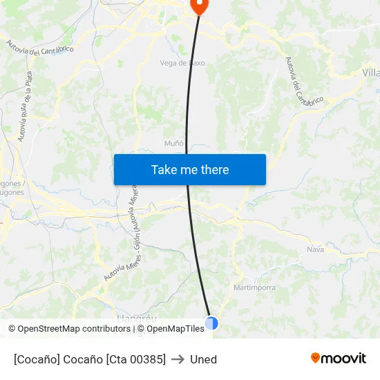 [Cocaño]  Cocaño [Cta 00385] to Uned map