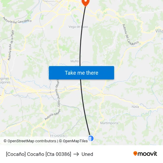 [Cocaño]  Cocaño [Cta 00386] to Uned map