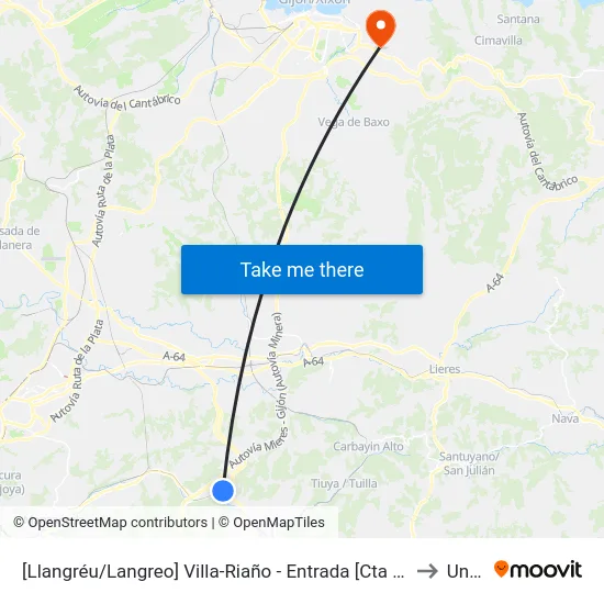 [Llangréu/Langreo]  Villa-Riaño - Entrada [Cta 00403] to Uned map