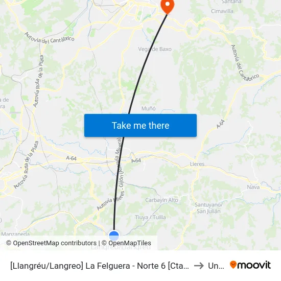 [Llangréu/Langreo]  La Felguera - Norte 6 [Cta 00415] to Uned map