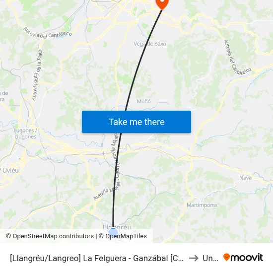 [Llangréu/Langreo]  La Felguera - Ganzábal [Cta 00418] to Uned map