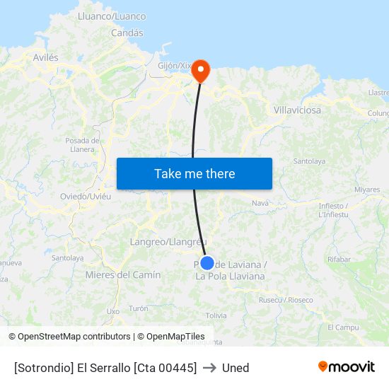 [Sotrondio]  El Serrallo [Cta 00445] to Uned map