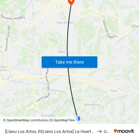 [Llanu Los Artos, El|Llano Los Artos]  La Huerta [Cta 00471] to Uned map