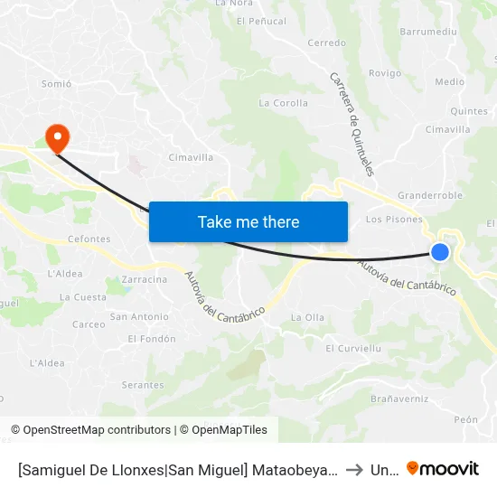 [Samiguel De Llonxes|San Miguel]  Mataobeya [Cta 00516] to Uned map