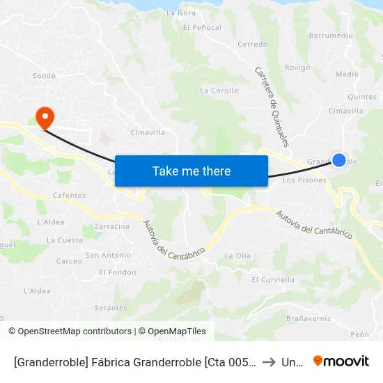[Granderroble]  Fábrica Granderroble [Cta 00521] to Uned map