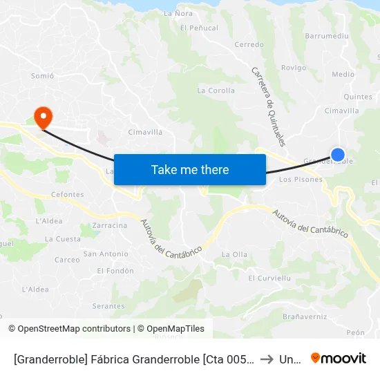 [Granderroble]  Fábrica Granderroble [Cta 00522] to Uned map