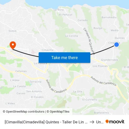 [Cimavilla|Cimadevilla]  Quintes - Taller De Lin [Cta 00528] to Uned map