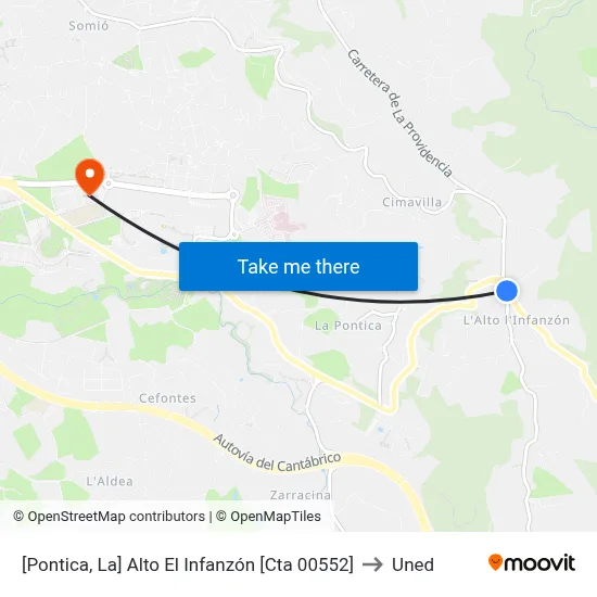 [Pontica, La]  Alto El Infanzón [Cta 00552] to Uned map