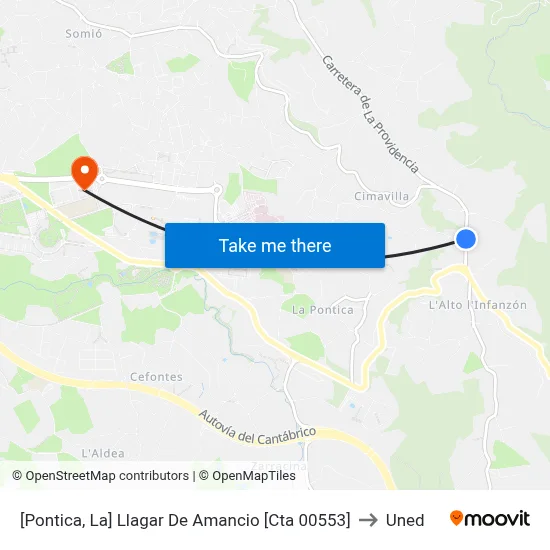 [Pontica, La]  Llagar De Amancio [Cta 00553] to Uned map