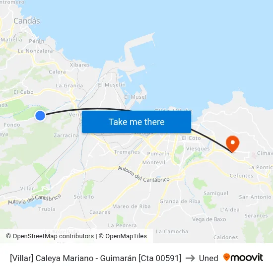 [Villar]  Caleya Mariano - Guimarán [Cta 00591] to Uned map