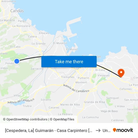 [Cespedera, La]  Guimarán - Casa Carpintero [Cta 00593] to Uned map