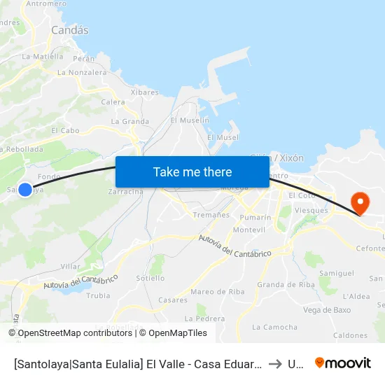 [Santolaya|Santa Eulalia]  El Valle - Casa Eduardo [Cta 00603] to Uned map