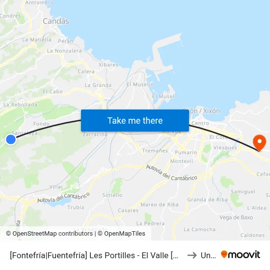 [Fontefría|Fuentefría]  Les Portilles - El Valle [Cta 00607] to Uned map
