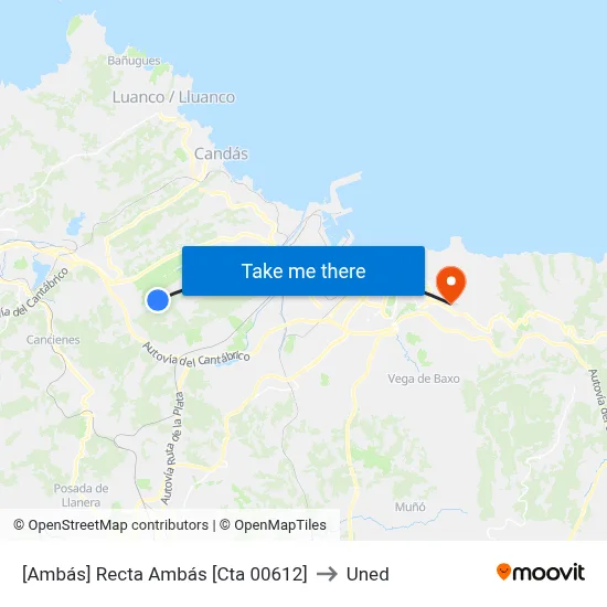 [Ambás]  Recta Ambás [Cta 00612] to Uned map