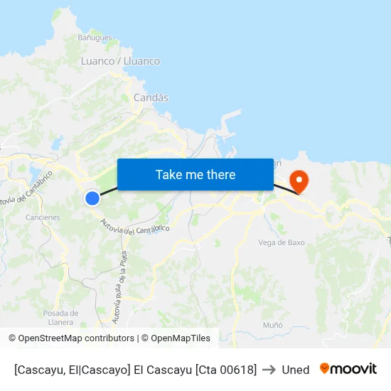 [Cascayu, El|Cascayo]  El Cascayu [Cta 00618] to Uned map