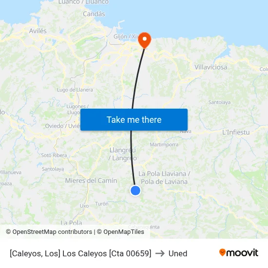 [Caleyos, Los]  Los Caleyos [Cta 00659] to Uned map