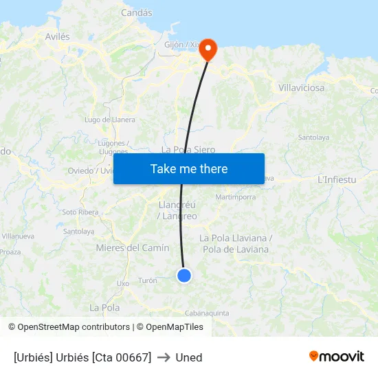 [Urbiés]  Urbiés [Cta 00667] to Uned map
