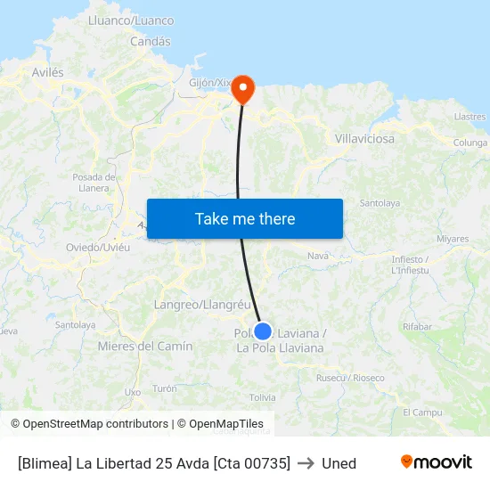 [Blimea]  La Libertad 25 Avda [Cta 00735] to Uned map