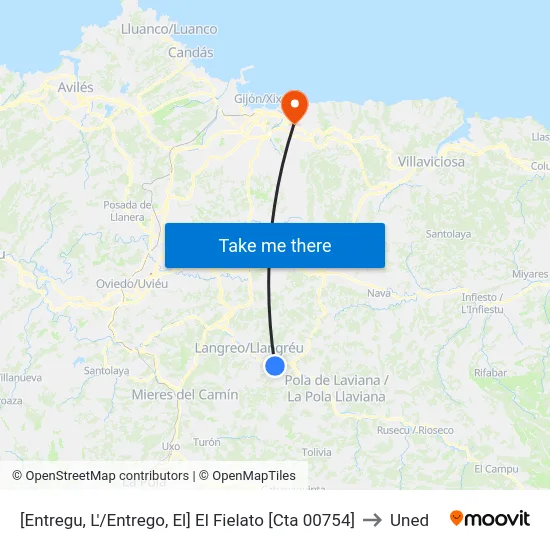 [Entregu, L'/Entrego, El]  El Fielato [Cta 00754] to Uned map