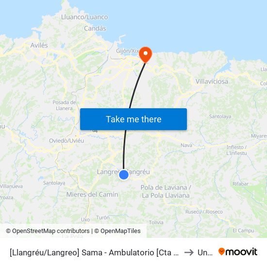 [Llangréu/Langreo]  Sama - Ambulatorio [Cta 00757] to Uned map