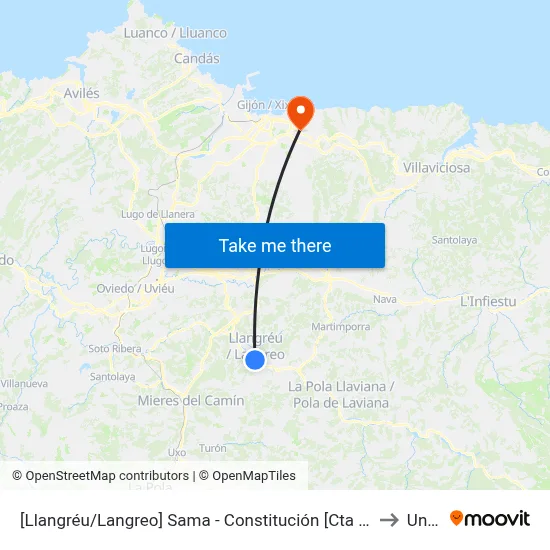 [Llangréu/Langreo]  Sama - Constitución [Cta 00758] to Uned map
