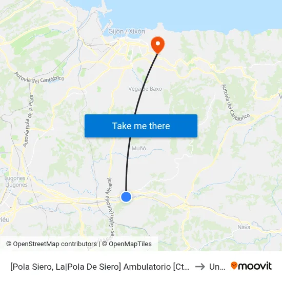 [Pola Siero, La|Pola De Siero]  Ambulatorio [Cta 00817] to Uned map