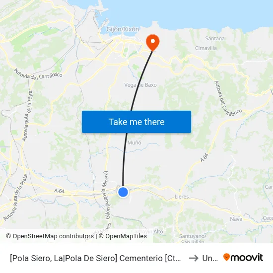 [Pola Siero, La|Pola De Siero]  Cementerio [Cta 00991] to Uned map